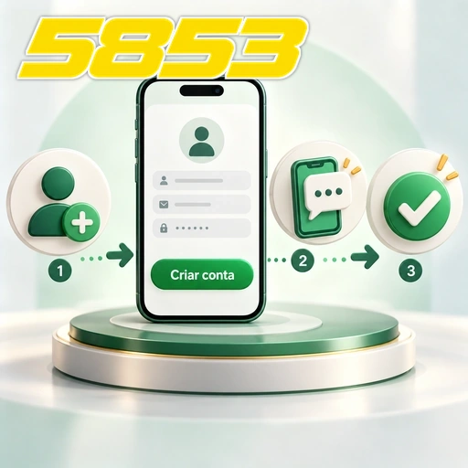 5853 — ilustração das etapas de criação de conta no celular