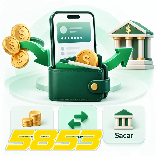 5853 — ilustração de carteira digital com depósito, Pix e saque