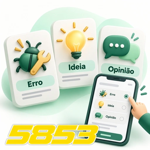 5853 — ilustração das categorias de feedback: erro, ideia e opinião