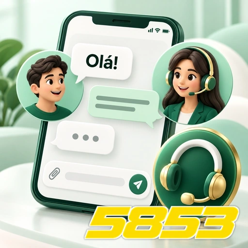 5853 — ilustração de conversa de suporte no celular com atendente e headset
