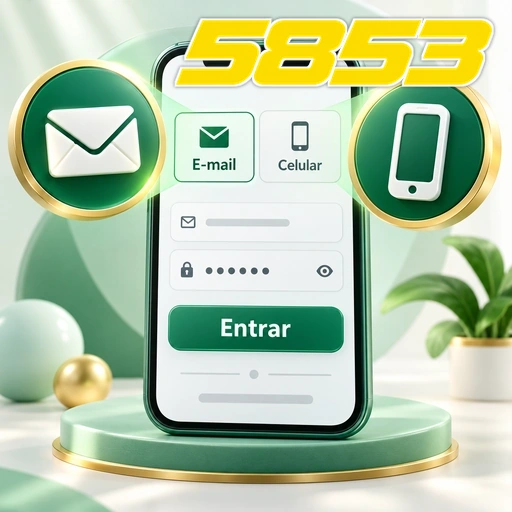 5853 — ilustração de login no celular com opções de e-mail e número de telefone