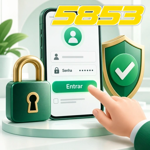 5853 — ilustração de login no celular com cadeado e escudo de segurança