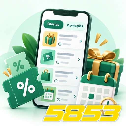 5853 — ilustração de ofertas e promoções no celular com presentes e símbolos de porcentagem