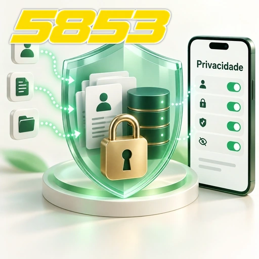 5853 — ilustração de privacidade e proteção de dados com escudo, cadeado e celular