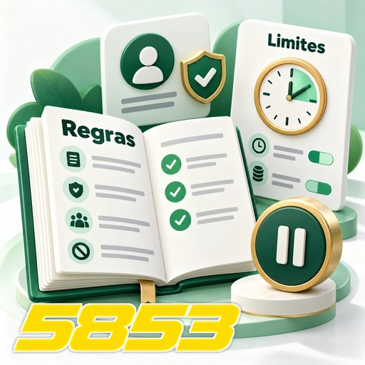 5853 — ilustração de regras de uso com lista, limites de tempo e símbolo de pausa