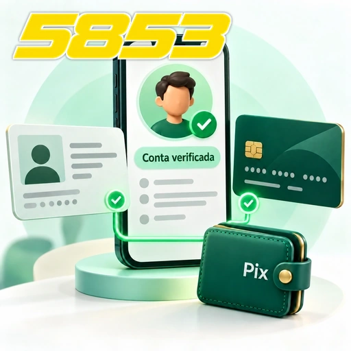 5853 — ilustração de verificação de conta com documento de identidade, cartão e carteira Pix